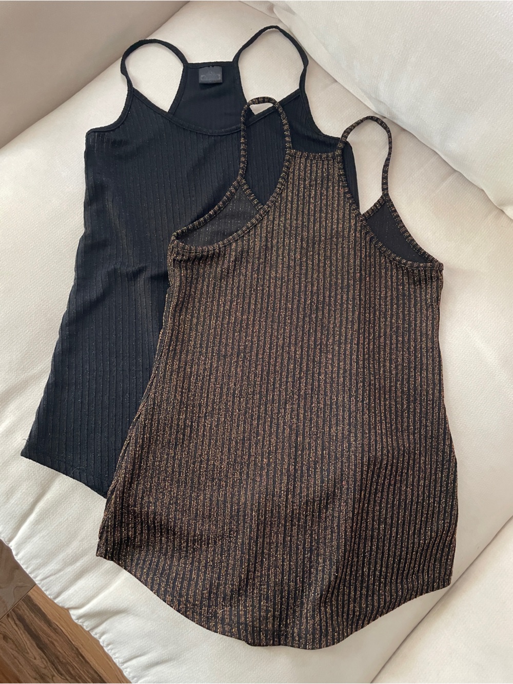 1 Black 1 Copper Ribbed Sleeveless Tank Tops | Subtle Playful Shimmer | HB Shop - Picture 2 of 15